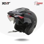 KYT Venom Solid Black Glossy (Hitam Metalik) Tampak Depan Kiri