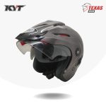 KYT Venom Solid Gun Metal (Abu Abu Tua) Tampak Depan Kiri