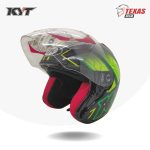 KYT DJ MARU Motif #14 Black Green Fluo Tampak Depan Kiri