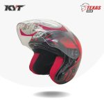 KYT DJ MARU Motif #14 Black_Red Fluo Tampak Depan Kiri