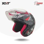 KYT DJ MARU Motif #15 Black Matte_Red Doff Tampak Depan Kiri