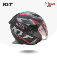 KYT DJ MARU Motif #15 Black Matte_Red Doff Tampak Samping Kanan