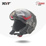 KYT Elsico Solid Black Matte (Hitam Doff) Tampak Depan Kiri