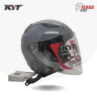KYT Galaxy Flat R Solid Grey (Abu Abu Metalik) Tampak Depan Kanan (2)