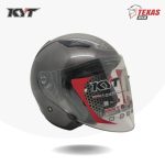 KYT Galaxy Flat R Solid Gun Metal (Abu Abu Tua Metalik) Tampak Depan Kanan (2)