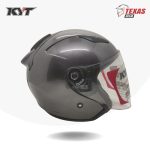 KYT Galaxy Flat R Solid Gun Metal (Abu Abu Tua Metalik) Tampak Samping Kanan
