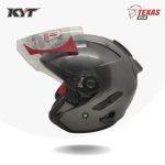 KYT Galaxy Flat R Solid Gun Metal (Abu Abu Tua Metalik) Tampak Samping Kiri