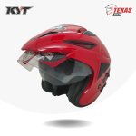 KYT Scorpion King Solid Fire Red (Merah Ferari) Tampak Depan Kiri Double Visor